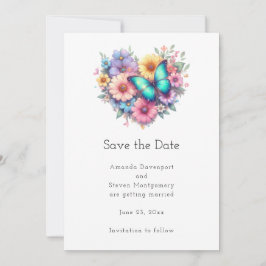 Daisy Flowers with a Beautiful Butterfly Wedding Save The Date