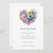 Daisy Flowers with a Beautiful Butterfly Wedding Save The Date (Vorne/Hinten)