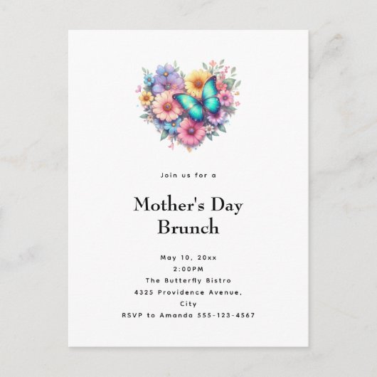 Daisy Flowers with a Blue Butterfly Mother's Day Einladungspostkarte (Vorderseite)