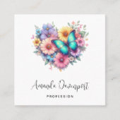 Daisy Flowers with a Blue Butterfly Quadratische Visitenkarte (Vorderseite)