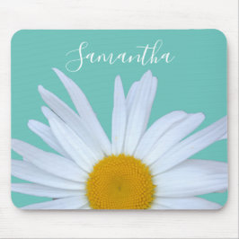 Daisy Foto Aquamarin Green Elegantes, weißes Scrip Mousepad