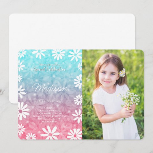 Daisy Foto Einladung (Vorne/Hinten)