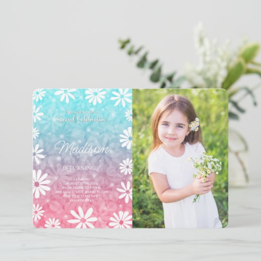 Daisy Foto Einladung (Stehend Vorderseite)