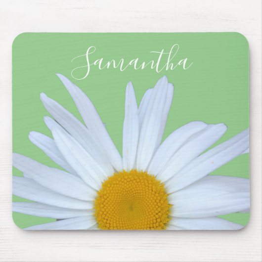 Daisy Foto Green Elegante White Script Mousepad (Vorne)