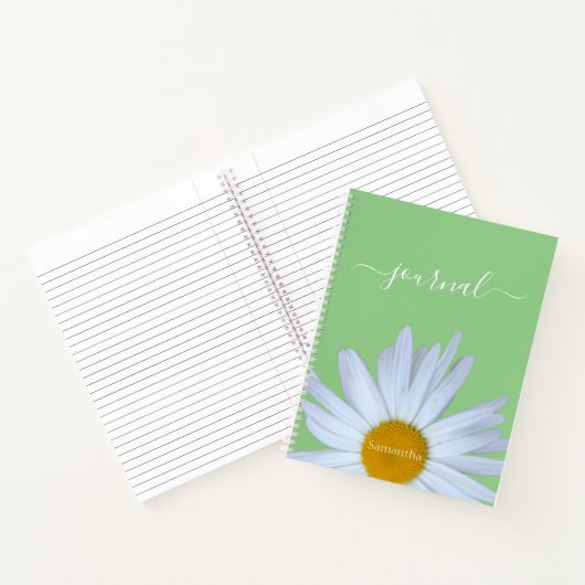 Daisy Foto Green White Script Name Notizblock (Innenseite)