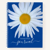 Daisy Foto Journal Blue White Script Notebook Notizblock (Vorderseite)