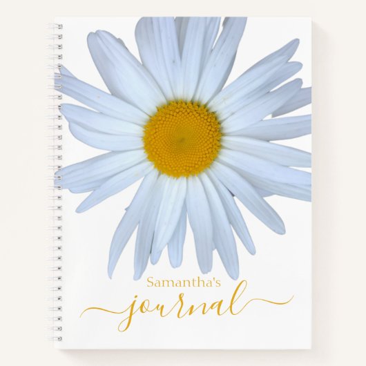 Daisy Foto Journal White Yellow Script Notizblock (Vorderseite)