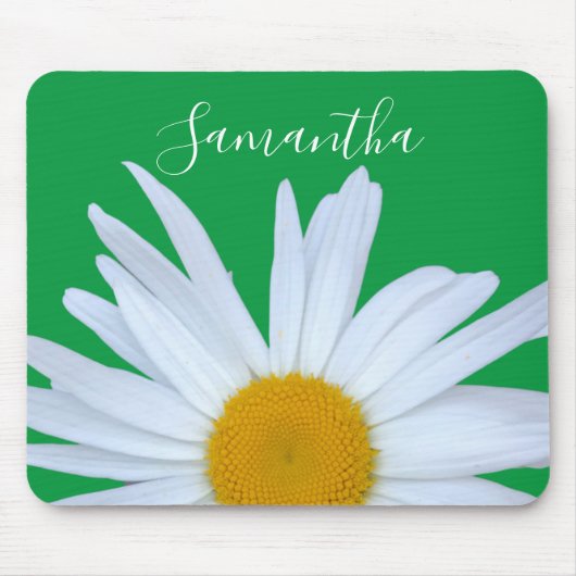 Daisy Foto Kelly Green Elegantes White Script Mousepad (Vorne)