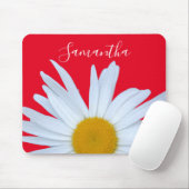 Daisy Foto Red Elegant White Script Mousepad (Mit Mouse)
