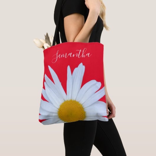 Daisy Foto Red Elegante White Script Tote Bag Tasche (Von Nahem)