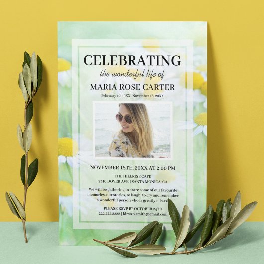 Daisy Funeral | Celebrate Life Memorial Foto Einladung
