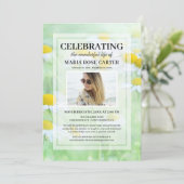 Daisy Funeral | Celebrate Life Memorial Foto Einladung (Stehend Vorderseite)