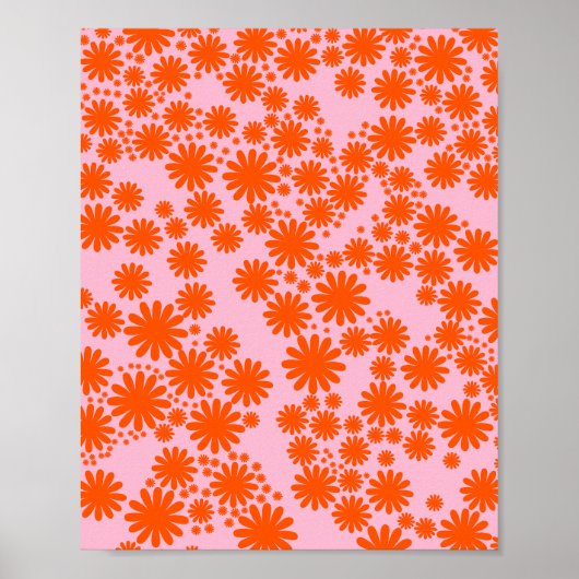 Daisy Garden 03 Orange and Pink Poster (Vorne)