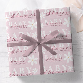 Daisy Garden Baby Shower Dusty Pink Geschenkpapier