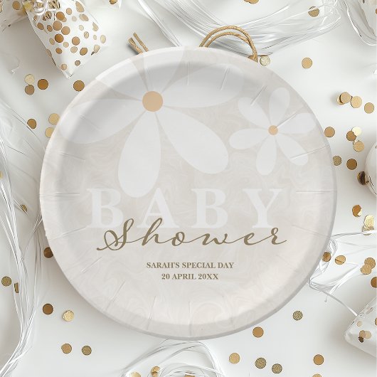 Daisy Garden Baby Shower Gender Neutral Pappteller