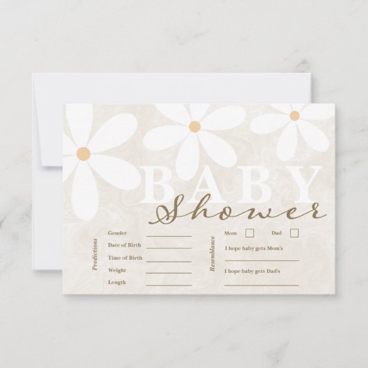 Daisy Garden Baby Shower Neutral Predictions Cards Einladung (Vorderseite)