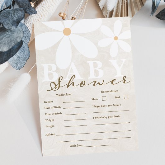 Daisy Garden Baby Shower Neutral Predictions Cards Einladung