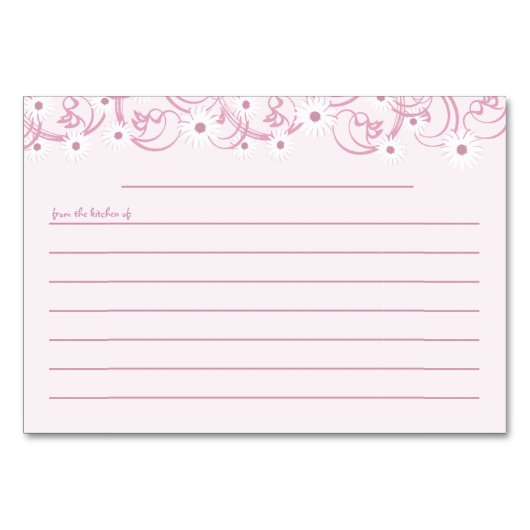 Daisy Garden Pink Rezept Card Tischnummer (Vorderseite)