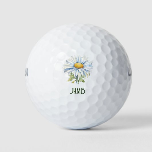 Daisy-Garten-Blumen-Monogramm-Kunst Golfball (Vorderseite)