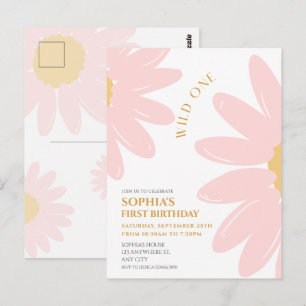 Daisy Geburtstagsfeier Bohmian Wild One 1. Geburts Postkarte