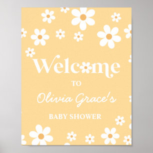 Daisy gelb Retro Peace Liebe Baby Dusche Willkomme Poster