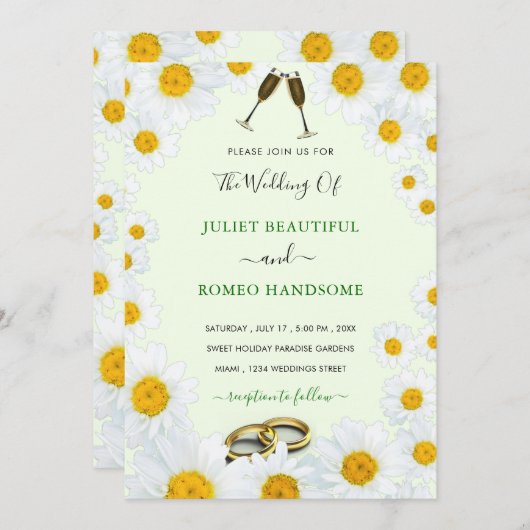 Daisy Gerahmt Wedding Einladungsring und Champagne (Vorne/Hinten)