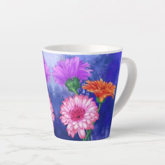 Daisy Gerbera Latte Tasse (Rechte Ecke)