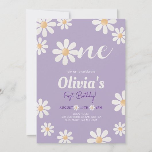 Daisy Girl Geburtstag Einladung (Vorderseite)