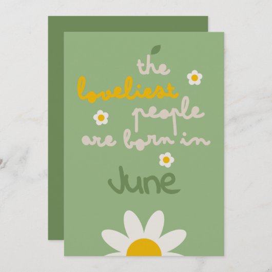 DAISY GREEN - Einladungskarte zum Geburtstag (Vorne/Hinten)