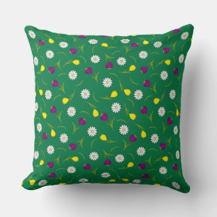 Daisy Green Floral Repeat Pattern Art Kissen