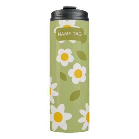 Daisy Green Floral Thermal Tumbler Thermosbecher (Vorderseite)