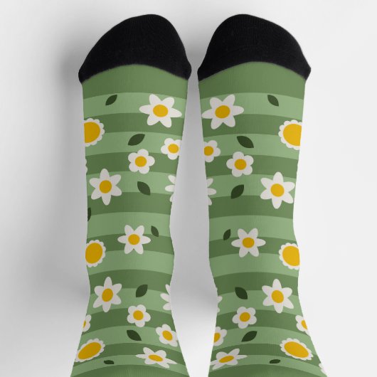 DAISY GREEN - Nachhaltige, sonnige Blumensocken Socken (Oben)