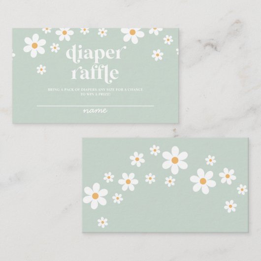 Daisy green Retro Baby Duschdusche Windelwanne Begleitkarte (Vorne/Hinten)
