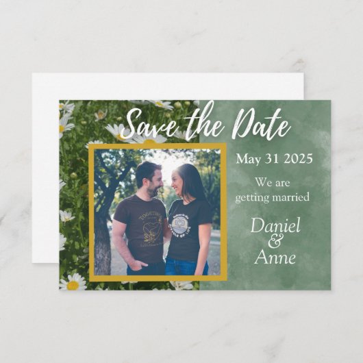 Daisy Green Save the Date Card (Vorne/Hinten)