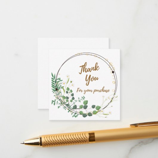 Daisy Greenery "Danke" Eingeschlossene Karte (Vorderseite/Rückseite Beispiel)