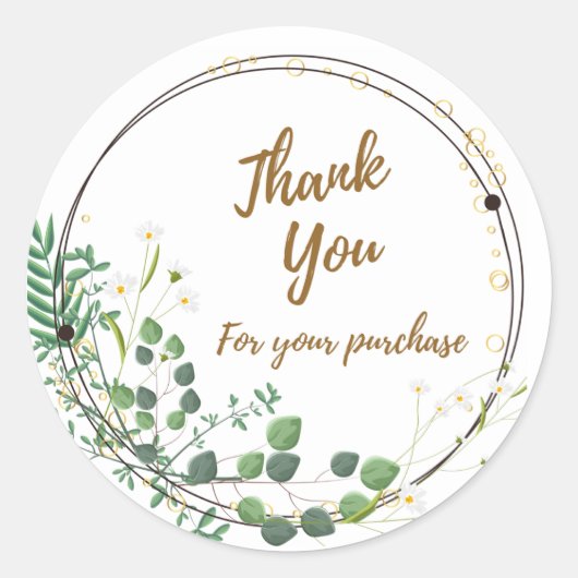 Daisy Greenery 'Danke' Rund Sticker (Vorderseite)