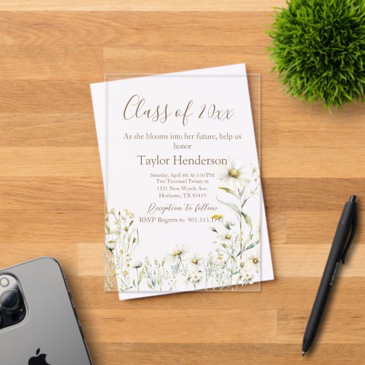 Daisy Greenery Graduation Invitation Acryleinladungen (Insitu (Einladungskarte))