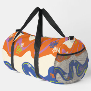 Daisy Groove Blau, Orange, Lila, Grün und Creme Duffle Bag