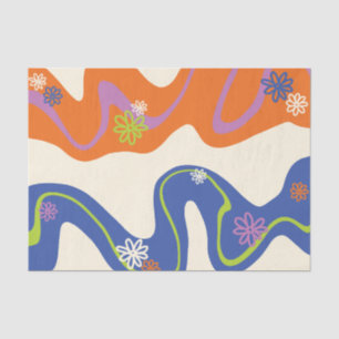Daisy Groove Blau, Orange, Lila, Grün und Creme Seidenpapier