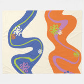 Daisy Groove Blue, Orange, Lila, Green, & Cream Fleecedecke (Vorderseite (Horizontal))
