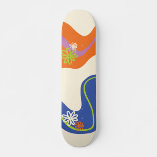 Daisy Groove Blue, Orange, Lila, Green, & Cream Skateboard