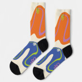 Daisy Groove Blue, Orange, Lila, Green, & Cream Socken (Linkes Detail)