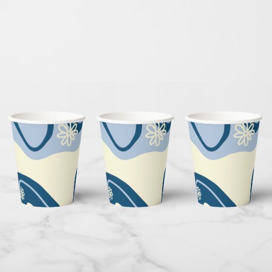 Daisy Groove - Dark Blue, Light Blue und Cream Pappbecher (Multi)