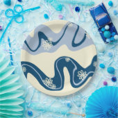 Daisy Groove - Dark Blue, Light Blue und Cream Pappteller (Party)