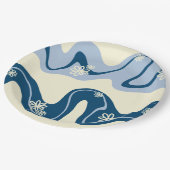 Daisy Groove - Dark Blue, Light Blue und Cream Pappteller (Schrägansicht)