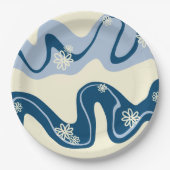 Daisy Groove - Dark Blue, Light Blue und Cream Pappteller (Vorderseite)