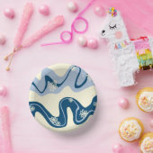 Daisy Groove - Dark Blue, Light Blue und Cream Pappteller (Party)