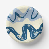 Daisy Groove - Dark Blue, Light Blue und Cream Pappteller (Vorderseite)