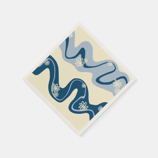Daisy Groove - Dark Blue, Light Blue und Cream Serviette (Ecke)
