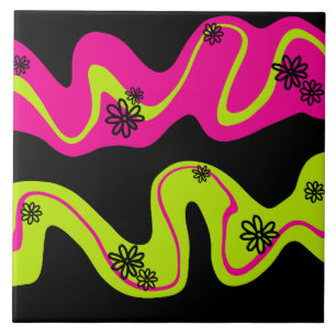 Daisy Groove in Lime Green, Hot Pink und Black Fliese